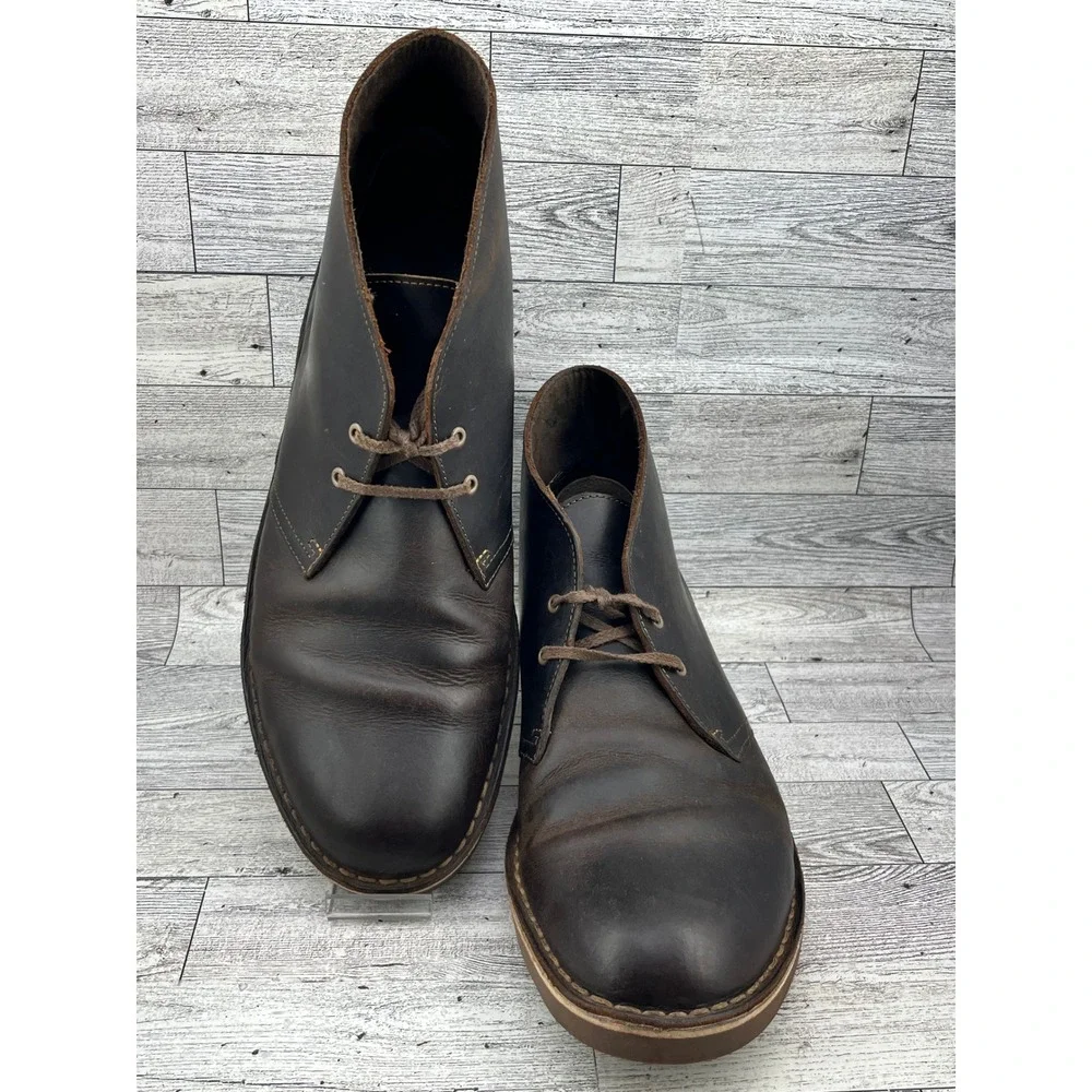 Clarks Bushacre 2 Men Size 11.5 M Dark Brown Beeswax‎ Leather Chukka Boots